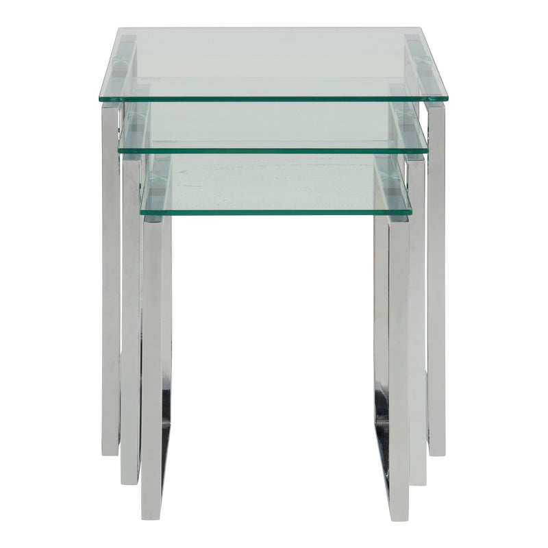 Katrine Nest of Tables with Glass Top Set of 3 — side angle