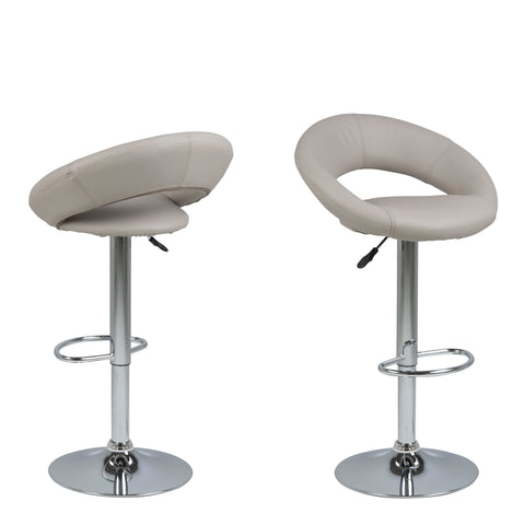 Plump Light Grey Swivel Bar Stool with Open Back — front view