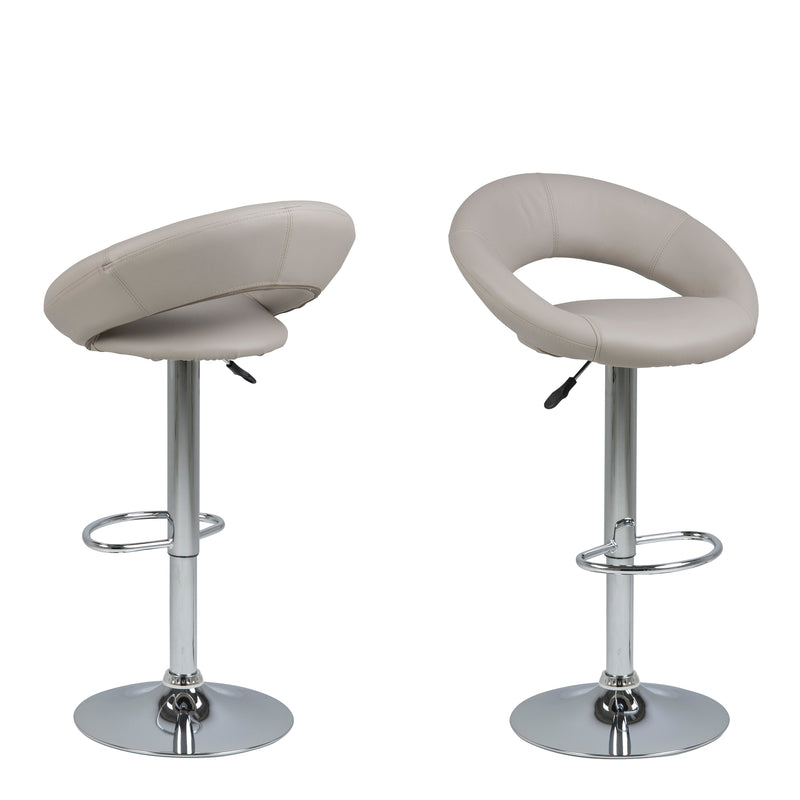 Plump Light Grey Swivel Bar Stool with Open Back — front view