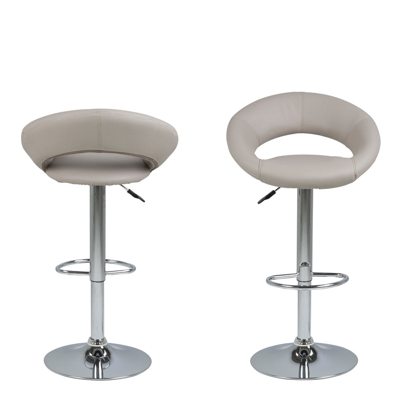 Plump Light Grey Swivel Bar Stool with Open Back — side angle