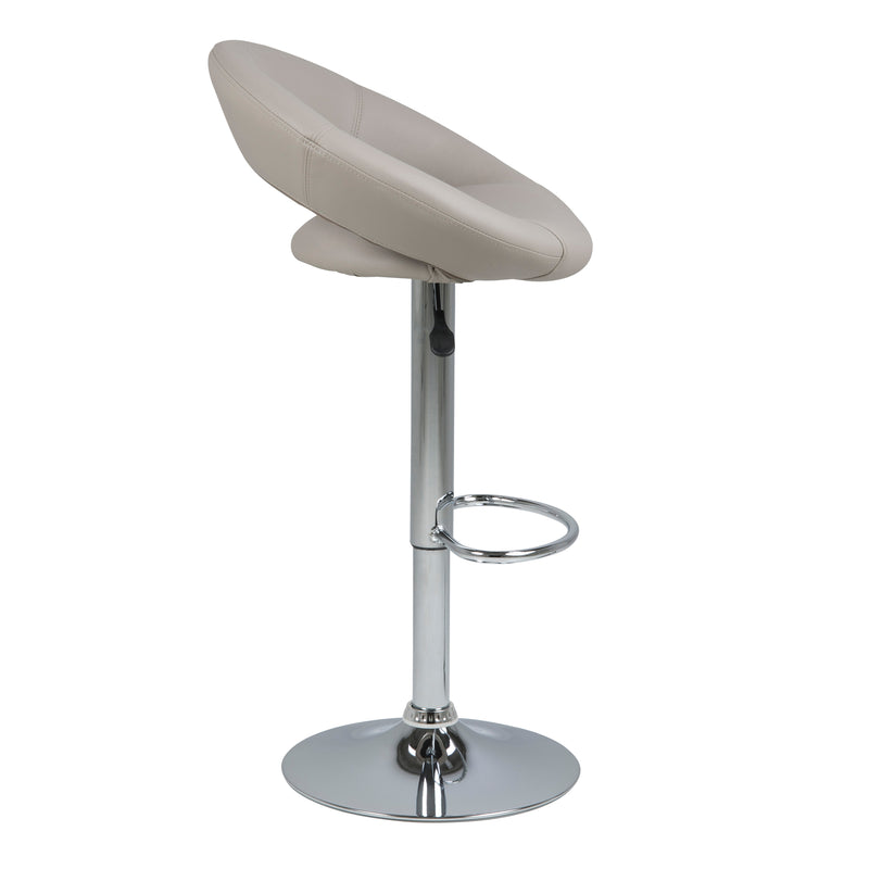 Plump Light Grey Swivel Bar Stool with Open Back — detail view