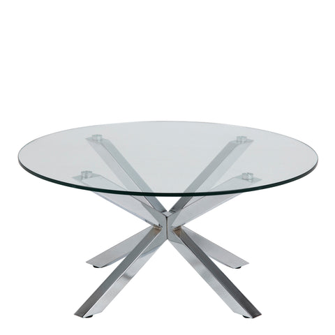 Heaven Round Coffee Table with Glass Top and Chrome Legs — front view