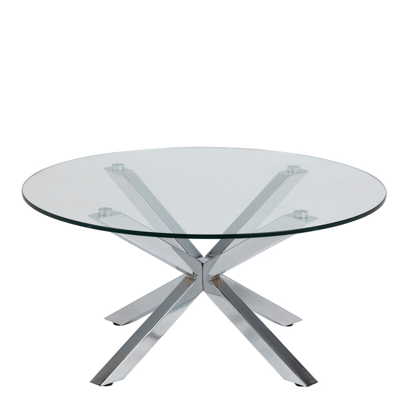 Heaven Round Coffee Table with Glass Top and Chrome Legs — front view