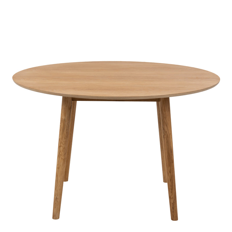 Nagano Round Dining Table in Oak 120cm includes 4 Ida Dining Chairs in Oak — detail view