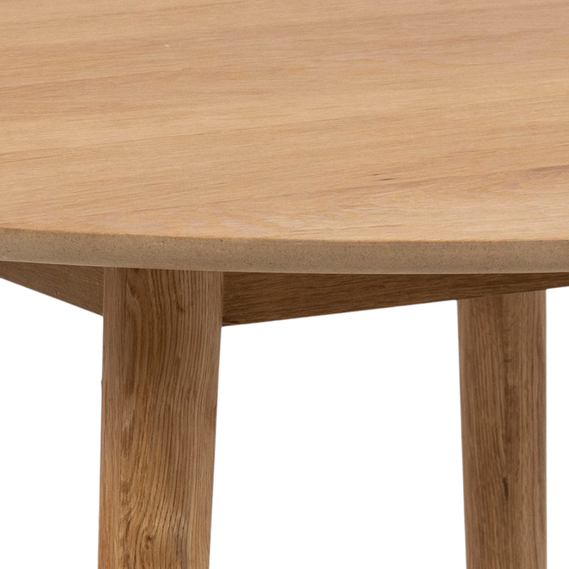 Nagano Round Dining Table in Oak 120cm includes 4 Femke Dining Chairs in Olive Green — alternative angle