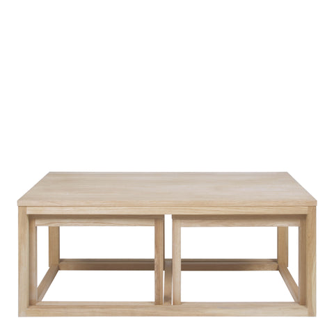 Cornus Coffee Table in Oak Set of 3 — front view