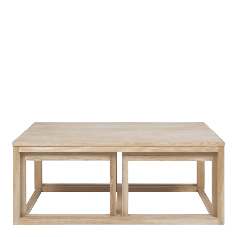 Cornus Coffee Table in Oak Set of 3 — front view