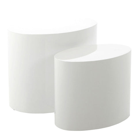 Mice Oval Coffee Table in White Set of 2 — front view