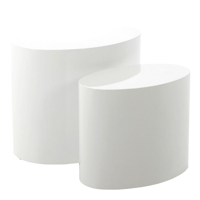 Mice Oval Coffee Table in White Set of 2 — front view
