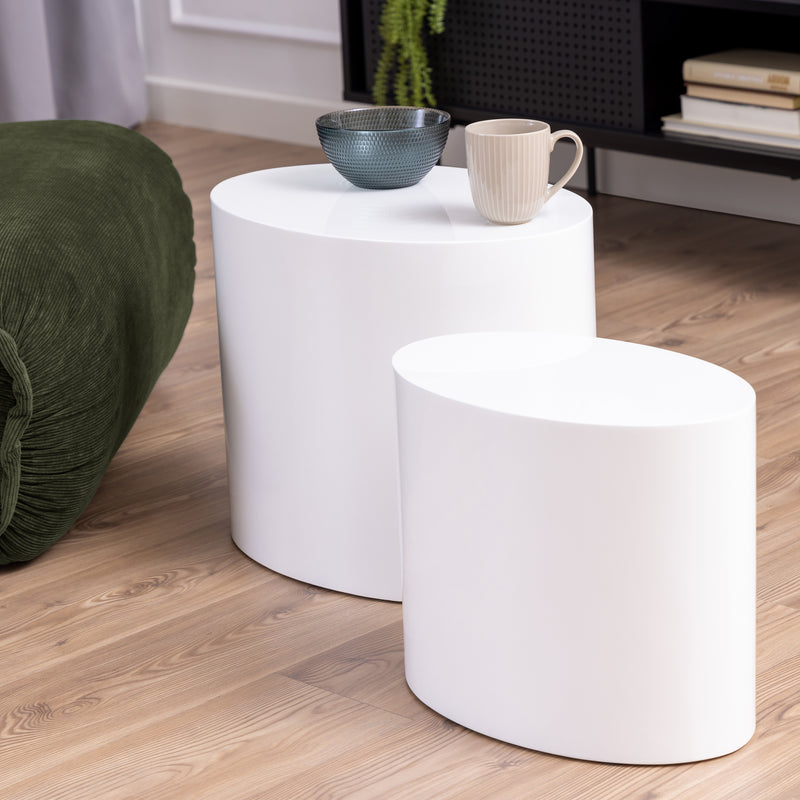Mice Oval Coffee Table in White Set of 2 — detail view