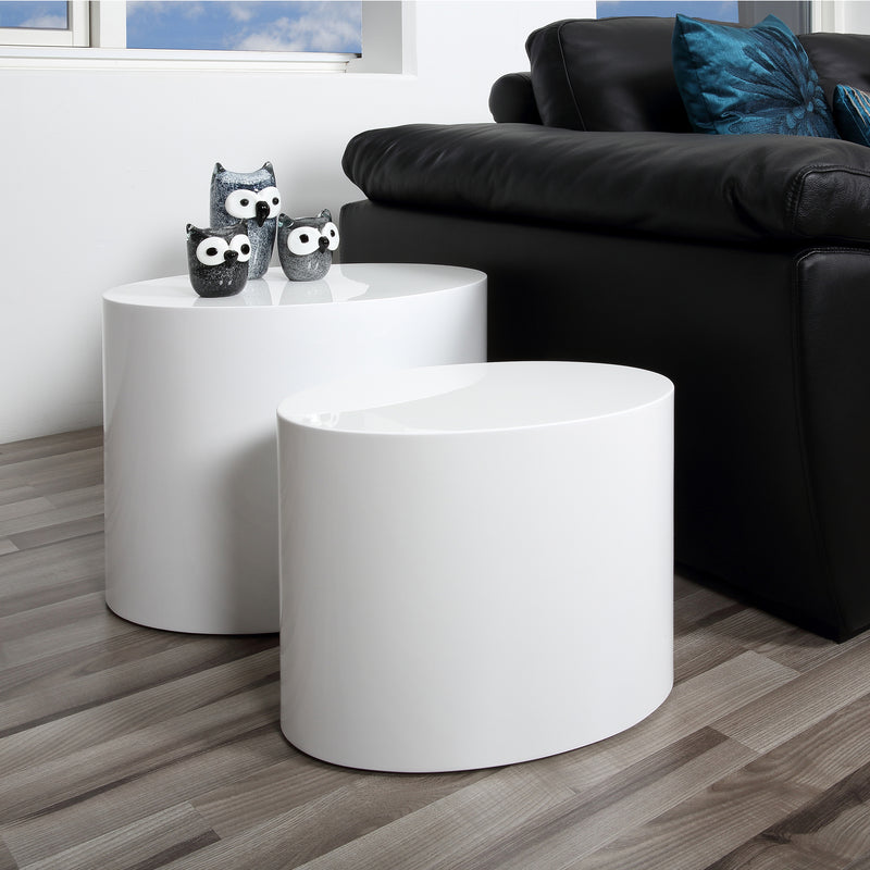 Mice Oval Coffee Table in White Set of 2 — alternative angle