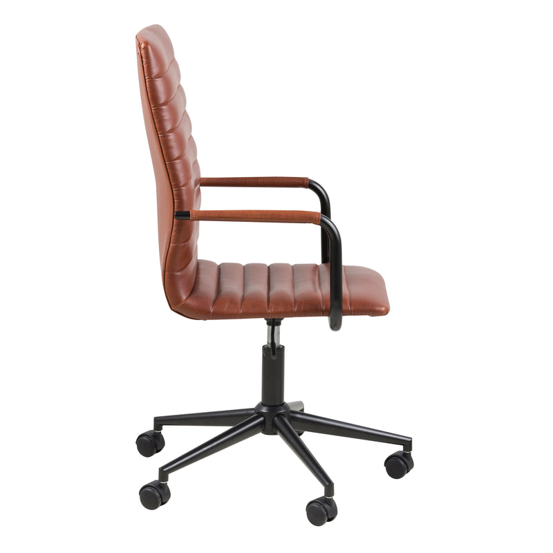 Winslow Swivel Desk Chair With Adjustable Height Function in Vintage Brandy — detail view