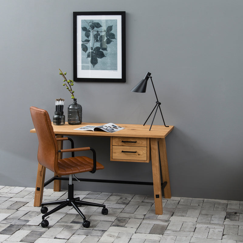 Winslow Swivel Desk Chair With Adjustable Height Function in Vintage Brandy — lifestyle setting
