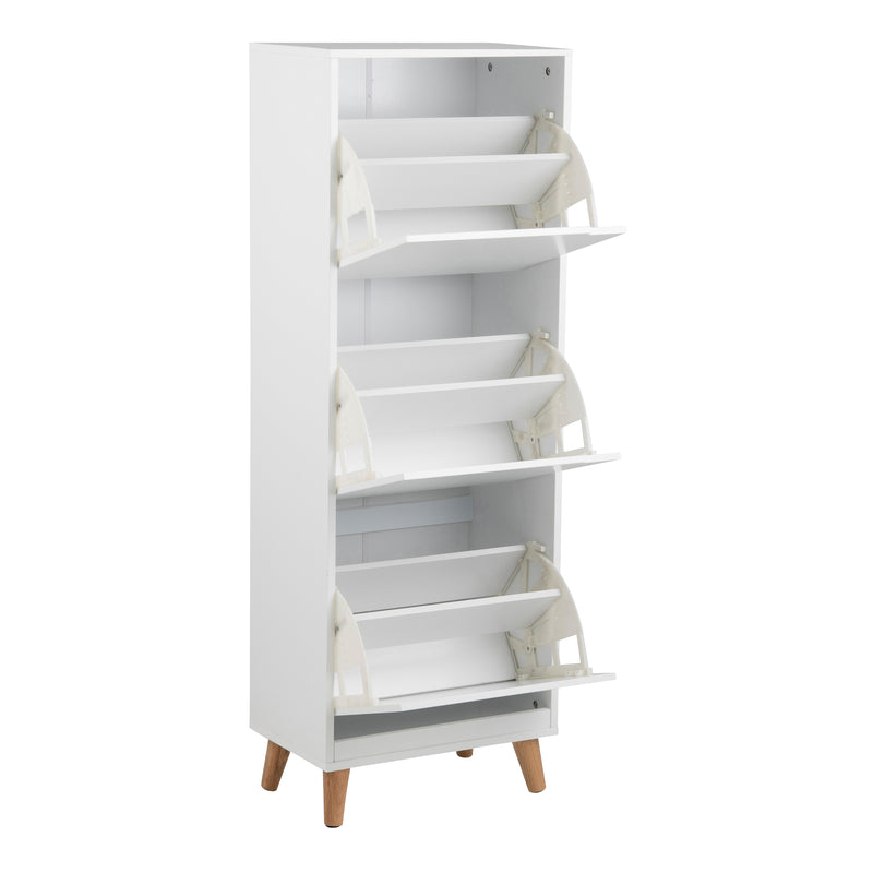 Mitra Shoe Cabinet 3 Flip Down Doors in White — alternative angle