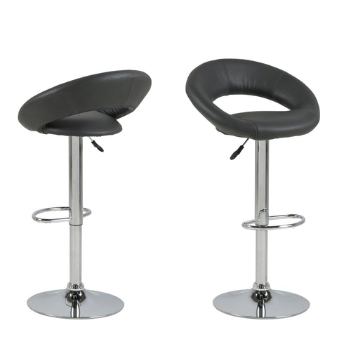 Plump Black Swivel Bar Stool with Open Back — front view