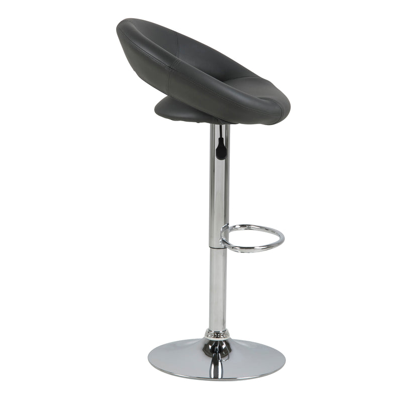 Plump Black Swivel Bar Stool with Open Back — detail view