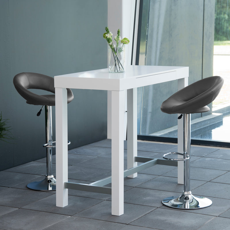 Plump Black Swivel Bar Stool with Open Back — alternative angle