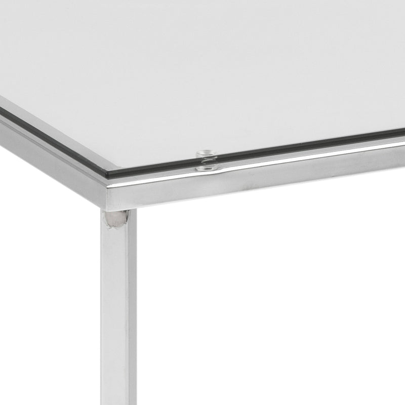 Cross Square Metal Side Table with Glass Top — alternative angle