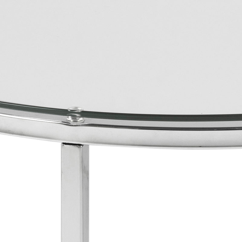Cross Round Metal Side Table with Glass Top — alternative angle