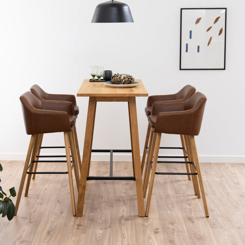 Chara Bar Table in Oak — detail view