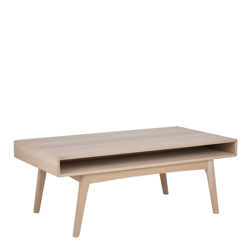 Marte Coffee Table with Open Shelf in White Oak — front view