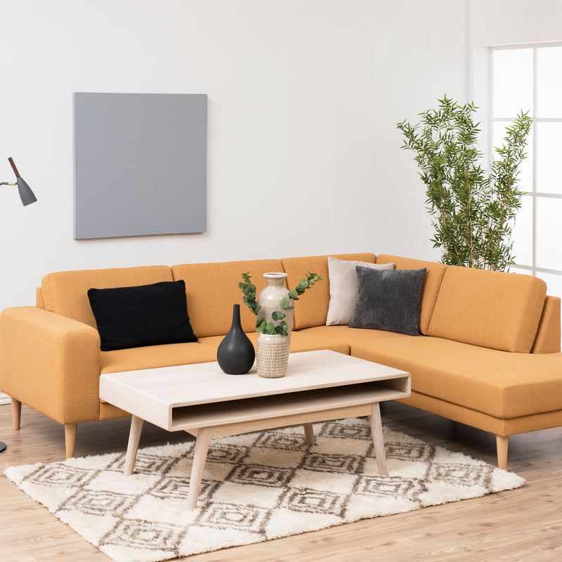 Marte Coffee Table with Open Shelf in White Oak — detail view