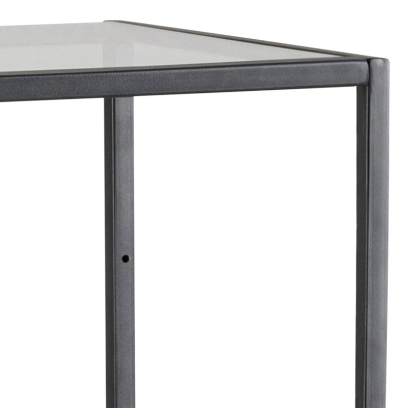 Seaford Narrow Black Metal Bookcase with 3 Glass Shelves — alternative angle