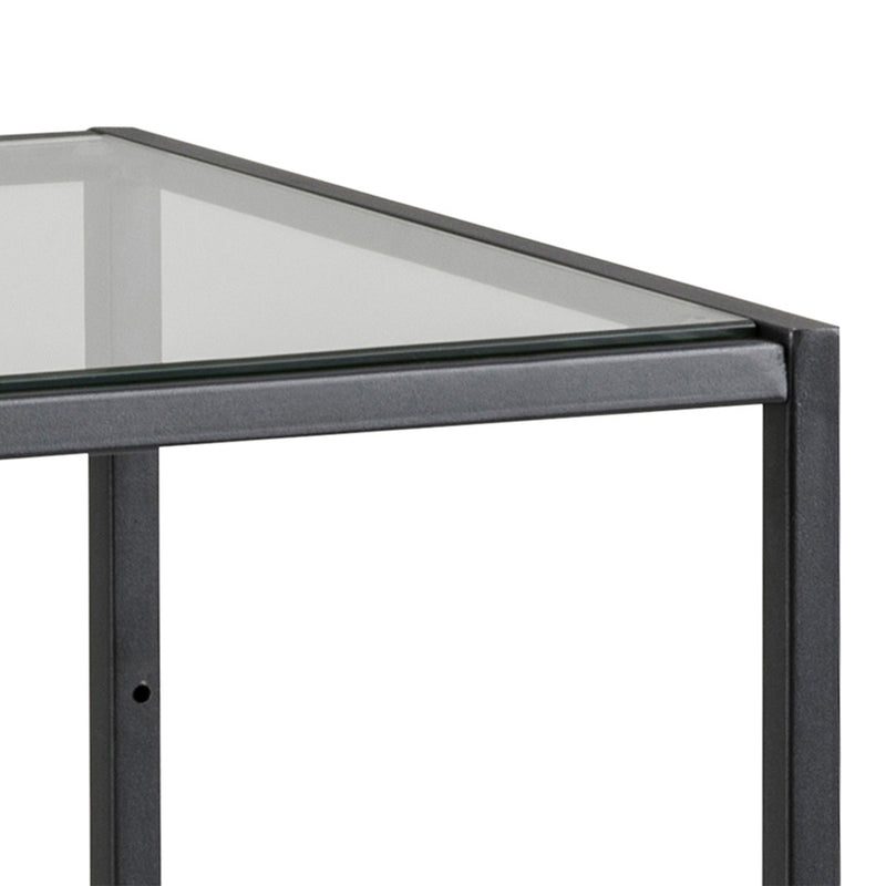 Seaford Narrow Black Metal Bookcase with 2 Glass Shelves — alternative angle