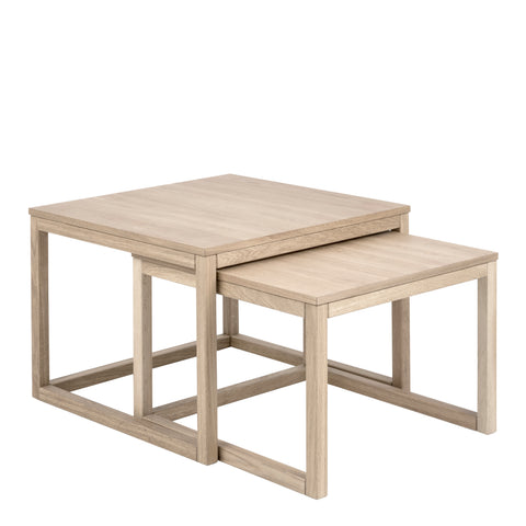 Cornus Coffee Table in White Oak Set of 2 — front view