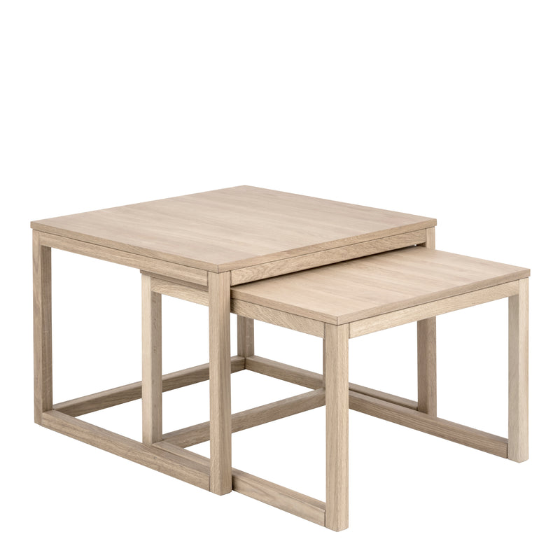 Cornus Coffee Table in White Oak Set of 2 — front view