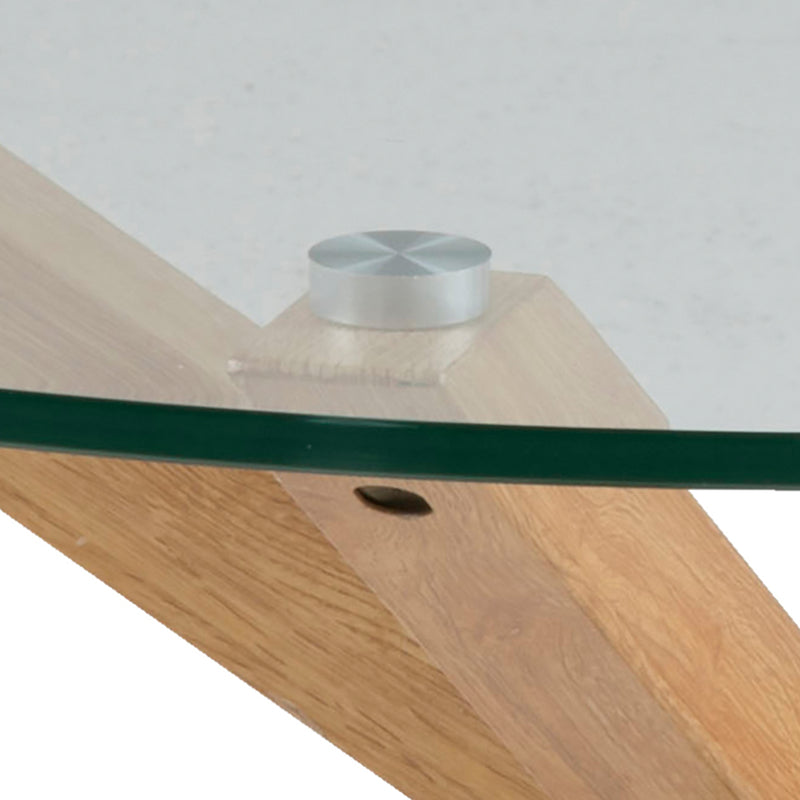 Heaven Round Coffee Table with Smoked Glass Top and Oak Legs — alternative angle