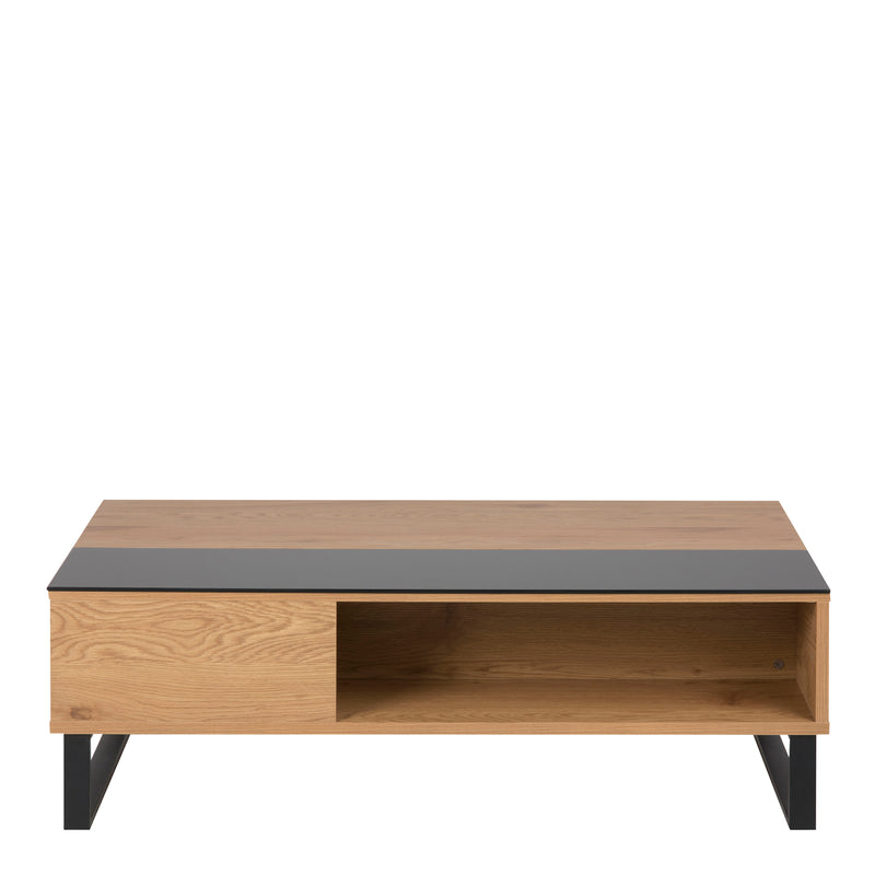 Azalea Lift Up Coffee Table in Black & Oak — side angle