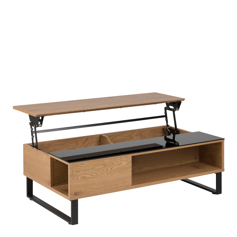 Azalea Lift Up Coffee Table in Black & Oak — detail view