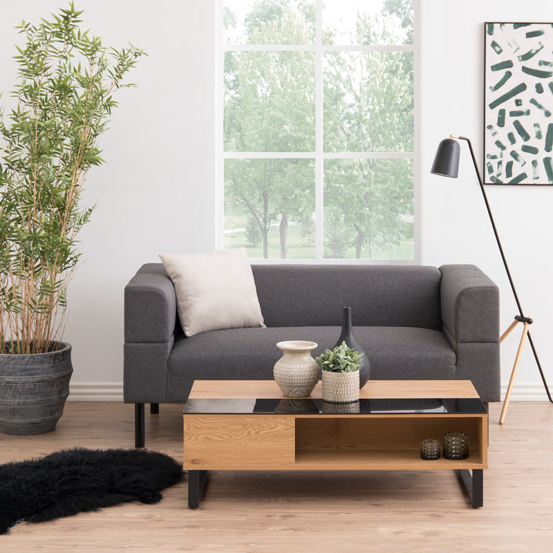 Azalea Lift Up Coffee Table in Black & Oak — view