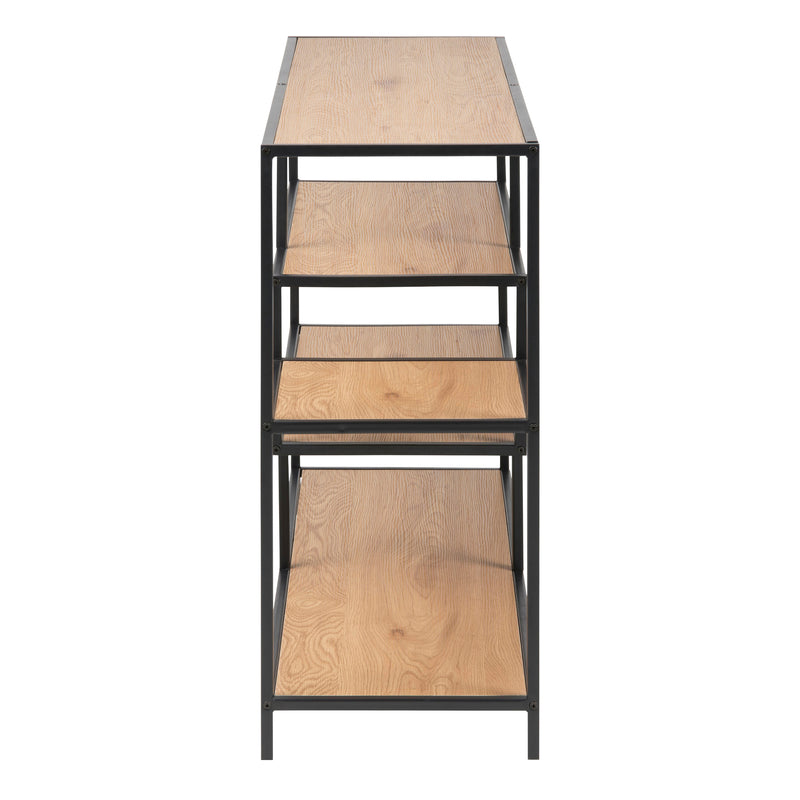 Seaford Wide Black Metal Bookcase with 4 Oak Shelves — detail view