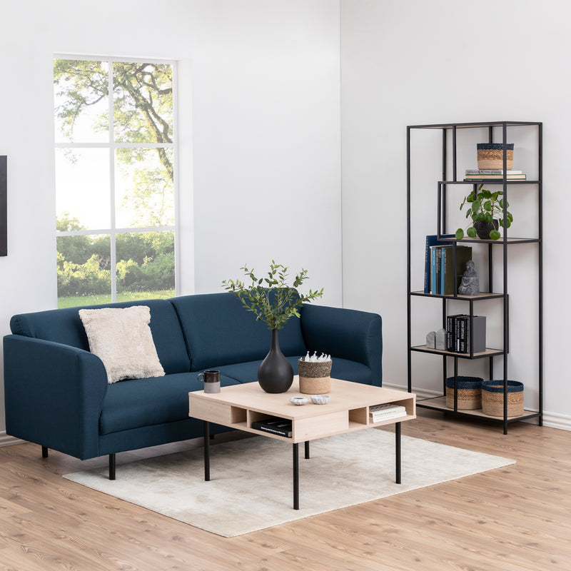 Seaford Tall Black Metal Bookcase with 5 Oak Shelves — alternative angle