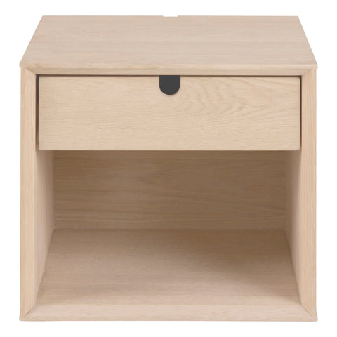 Century 1 Drawer Wall Mounted Bedside Table in White Oak — front view