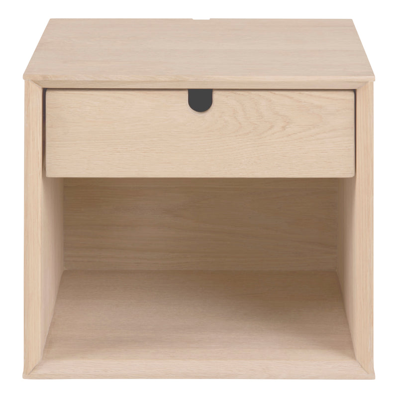 Century 1 Drawer Wall Mounted Bedside Table in White Oak — front view