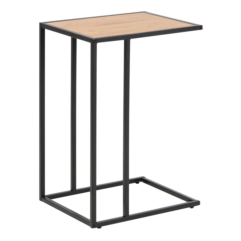 Seaford Black Metal Side Table with Oak Top — detail view