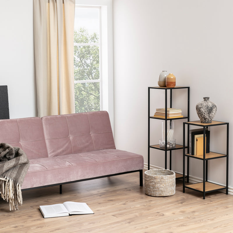 Seaford Narrow Black Metal Bookcase with 2 Oak Shelves — detail view