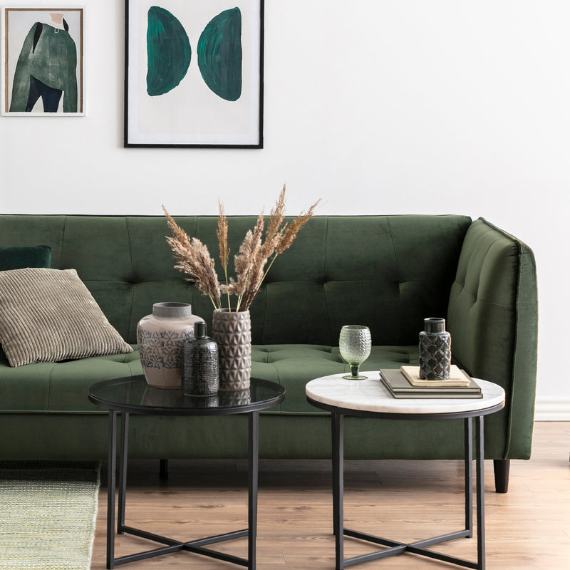 Cross Round Metal Side Table with Smoked Glass Top — alternative angle