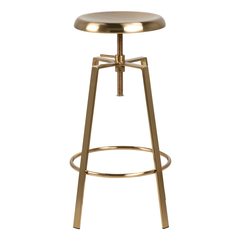 Goose Bar Stool Without Back in Gold Brushed Steel With Adjustable Height — side angle