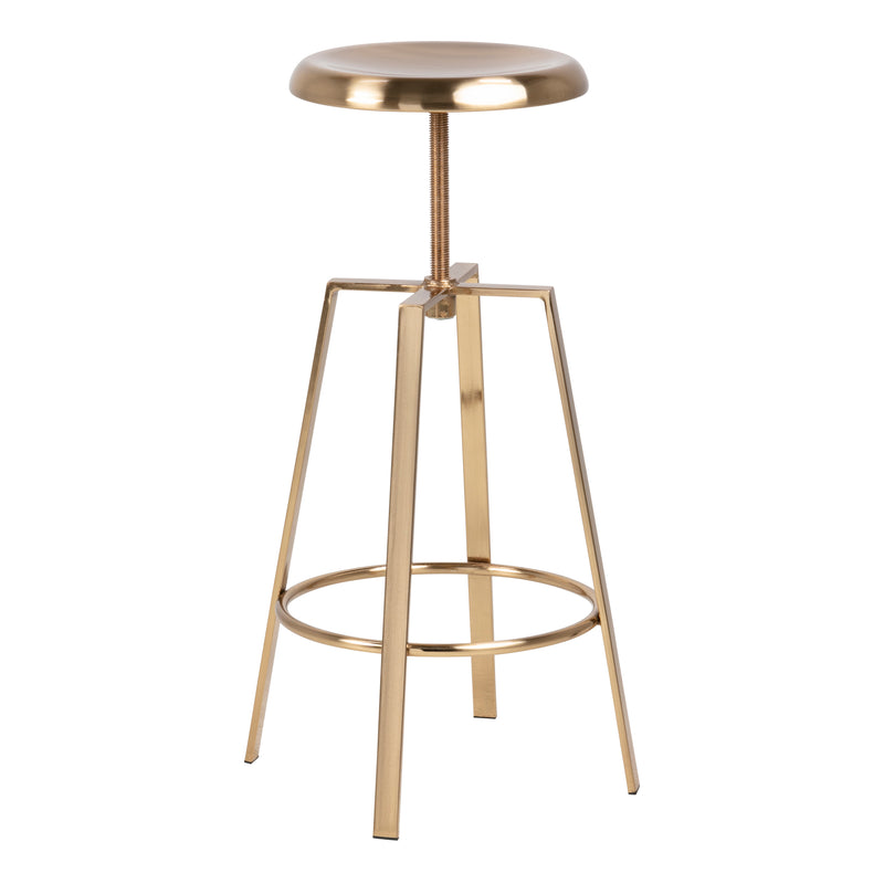 Goose Bar Stool Without Back in Gold Brushed Steel With Adjustable Height — detail view