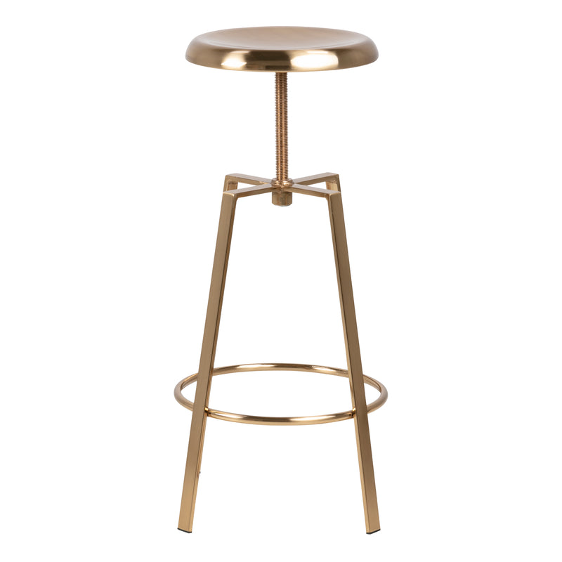 Goose Bar Stool Without Back in Gold Brushed Steel With Adjustable Height — alternative angle