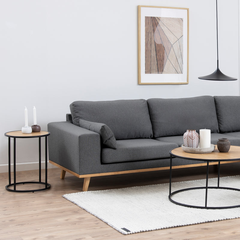 Seaford Black Metal Small Round Side Table with Oak Top — alternative angle