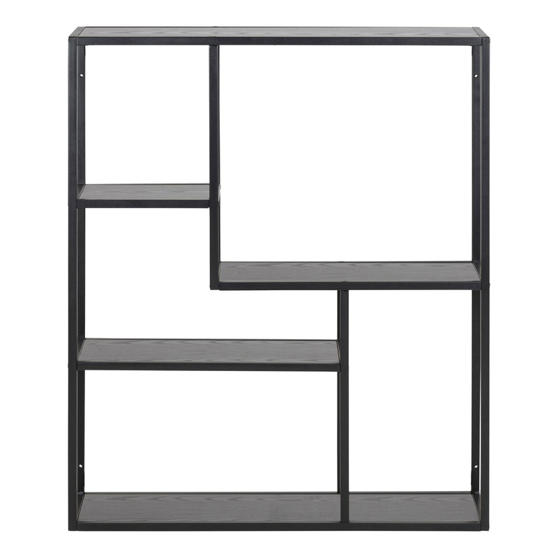 Seaford Black Metal Wall Shelf with 3 Additional Black Shelves — side angle