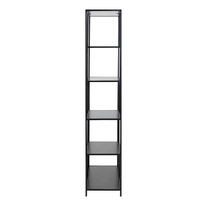 Seaford Tall Black Metal Bookcase with 5 Black Shelves — detail view