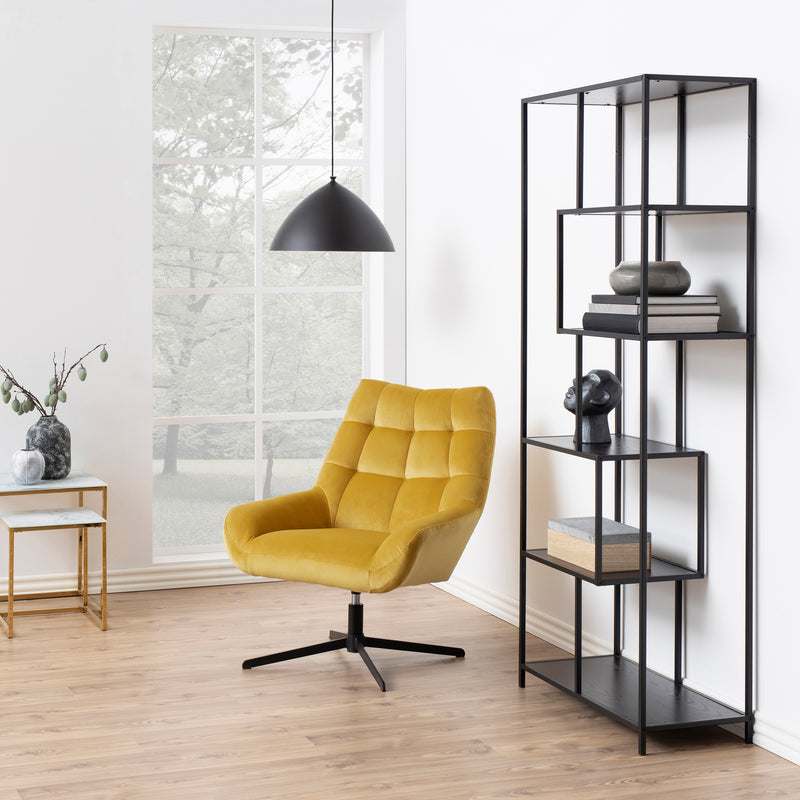 Seaford Tall Black Metal Bookcase with 5 Black Shelves — alternative angle