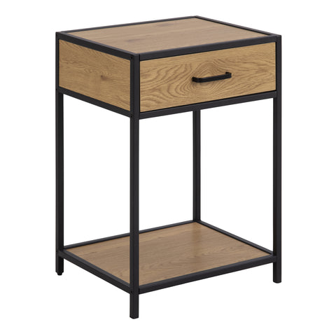 Seaford Bedside Table with 1 Drawer in Black & Oak — view