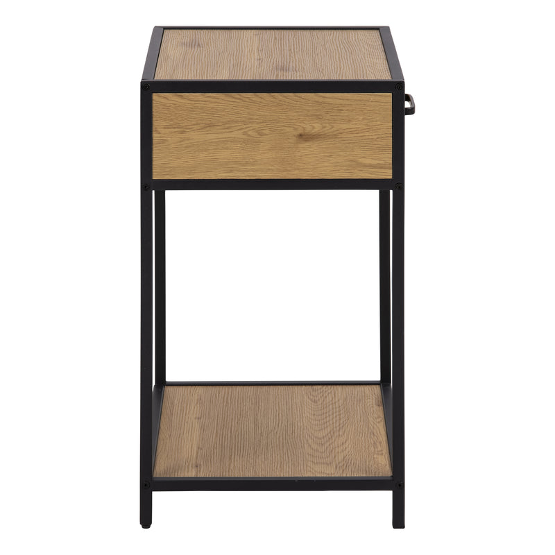 Seaford Bedside Table with 1 Drawer in Black & Oak — detail view